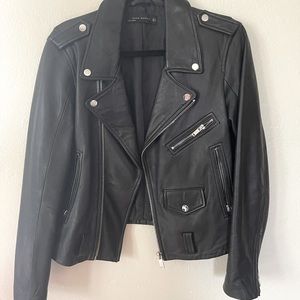 Zara Genuine Leather Motorcycle Moto Jacket